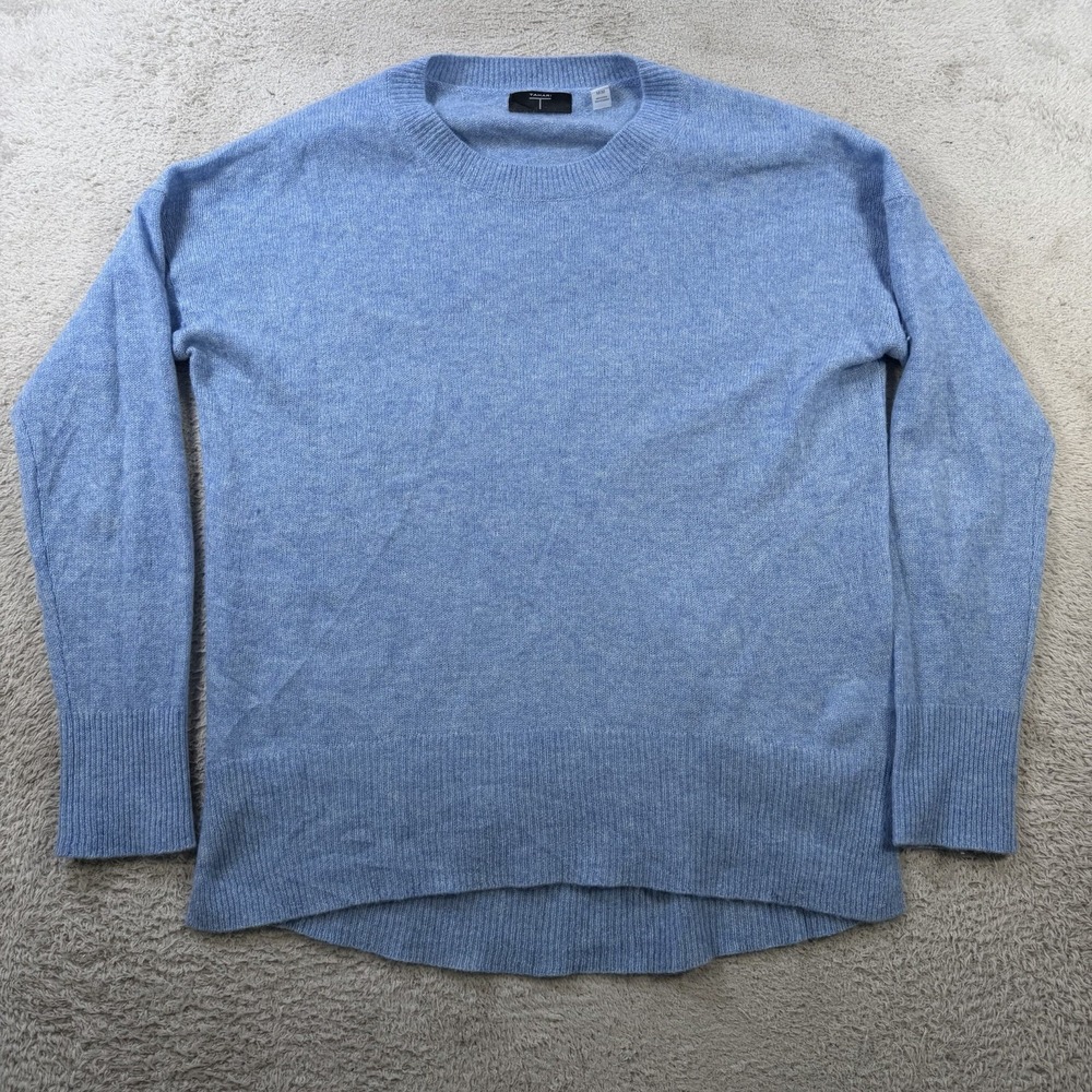 Tahari Sweater Womens Medium Blue 100% Cashmere Crewneck Oversized Lightweight